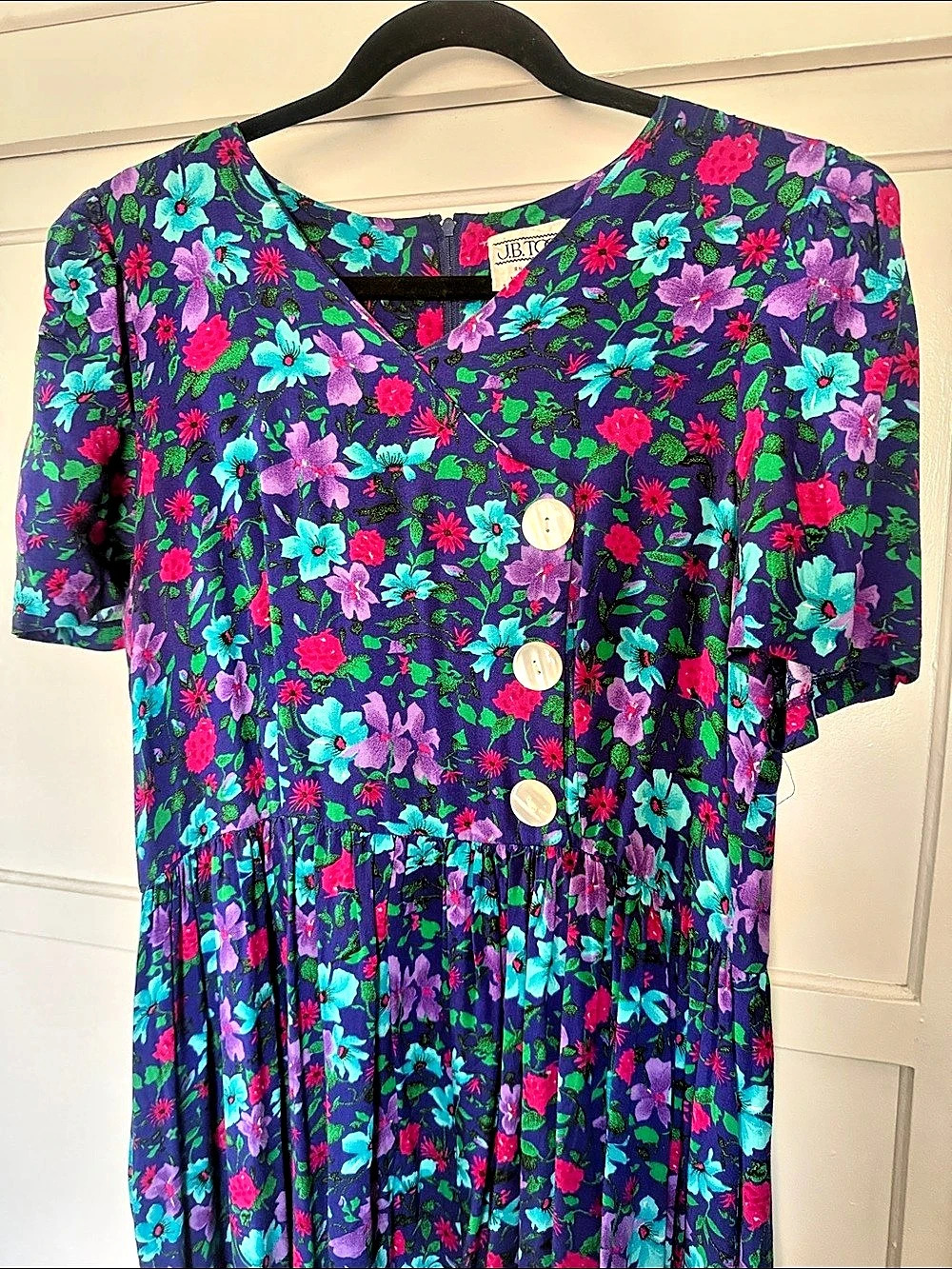J.B. TOO Floral Button Front Midi Dress Size 12